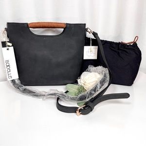 Isabelle vegan leather black crossbody bag 2in1 set